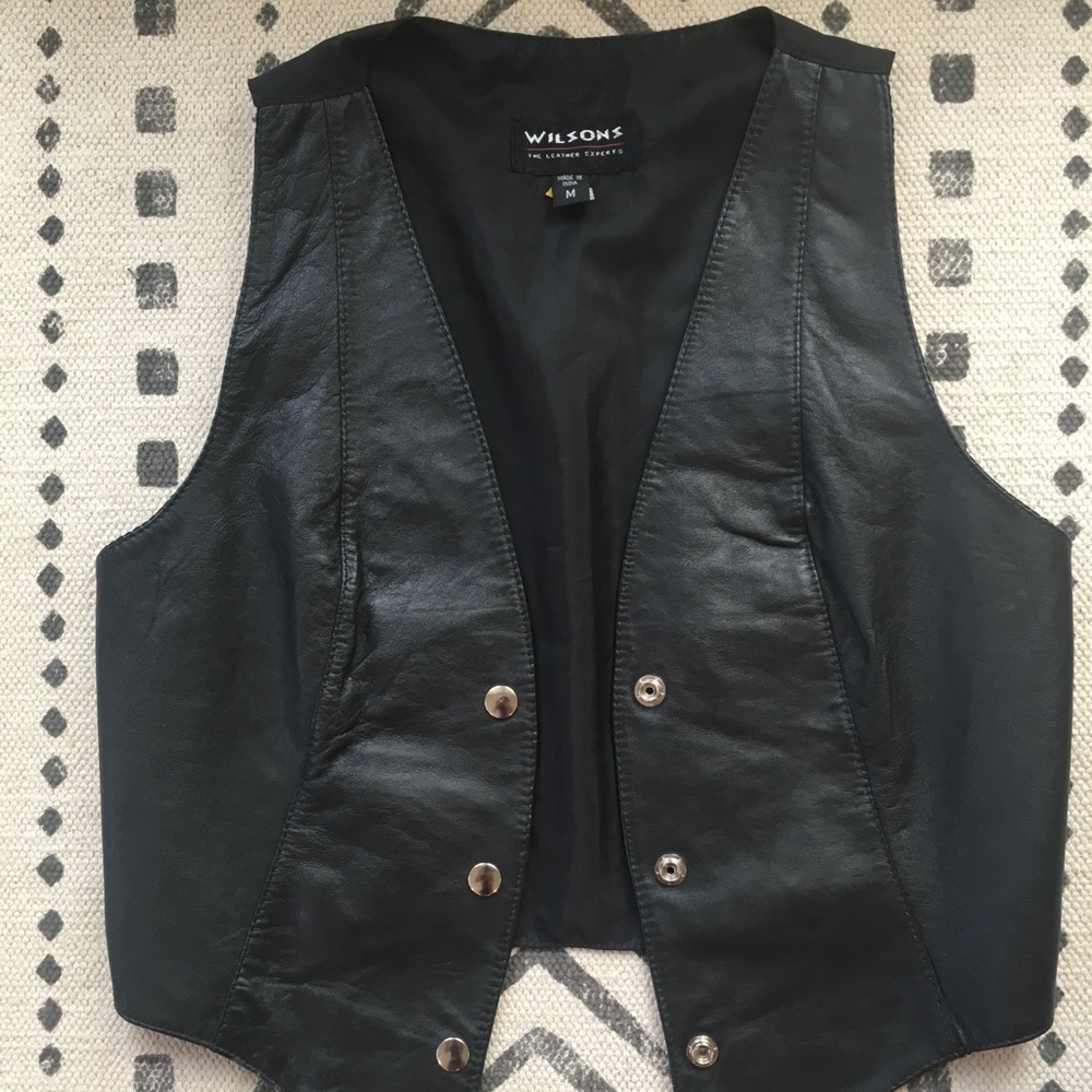 Black leather vest